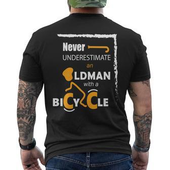 Cycling Never Underestimate An Old Man With A Bicycle Men's T-shirt Back Print | Mazezy