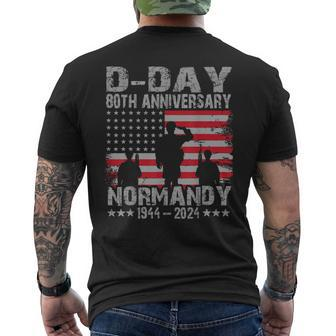 D-Day 2024 80Th Anniversary Normandy 1944 Us Flag Men's T-shirt Back Print - Seseable