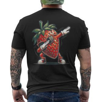 Dab Strawberry Dancing Dabbing Strawberry Fruit Men's T-shirt Back Print - Seseable
