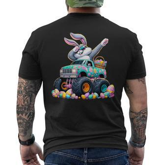 Dabbing Bunny Happy Easter Monster Truck Easter Men's T-shirt Back Print - Seseable