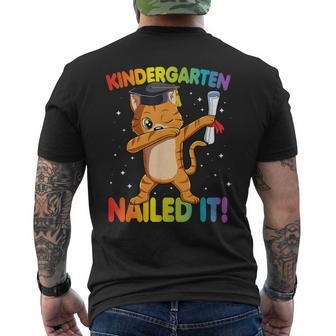 Dabbing Cat Kindergarten Nailed It Graduation Class 2021 Men's T-shirt Back Print - Monsterry