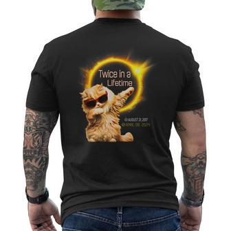 Dabbing Cat Twice In Lifetime Solar Eclipse April 040824 Men's T-shirt Back Print - Seseable
