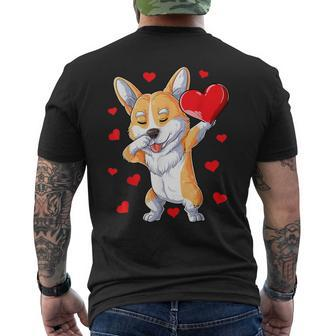Dabbing Corgi Valentines Day Heart Boys Dog Lovers Love Men's T-shirt Back Print - Monsterry