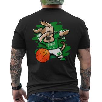 Dabbing Dog Saudi Arabia Basketball Fans Jersey Flag Sport Men's T-shirt Back Print - Monsterry AU