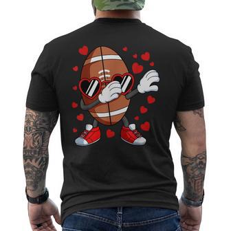 Dabbing Football Heart Glasses Valentines Day Sports Boys Men's T-shirt Back Print - Monsterry AU