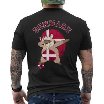 Dabbing Hedgehog Denmark Flag Danish Pride Dansk Denmark Men's T-shirt Back Print - Thegiftio UK