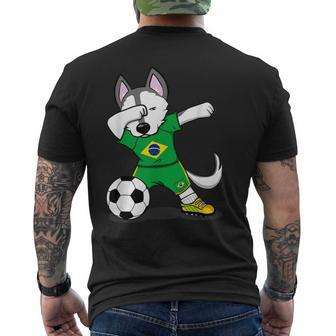 Dabbing Husky Brazil Football Fans Jersey Brazilian Soccer Men's T-shirt Back Print - Monsterry