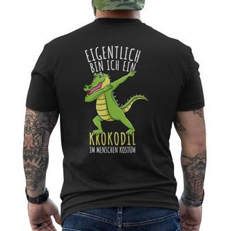 Dabbing Krokodil Kostüm Kinder Jungen Krokodil T-Shirt mit Rückendruck - Seseable