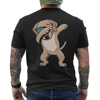 Dabbing Labrador Retriever Dog America Flag Patriotic Merica Murica Pride Free Usa 4Th Of July Men's T-shirt Back Print | Mazezy