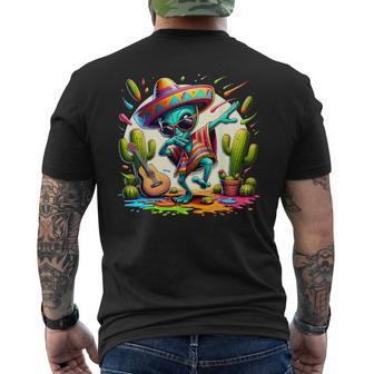 Dabbing Mexican Alien-Poncho Cinco De Mayo Let's Fiesta Men's T-shirt Back Print - Monsterry
