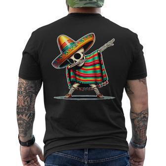 Dabbing Mexican Skeleton Poncho Cinco De Mayo Let's Fiesta Men's T-shirt Back Print - Monsterry UK
