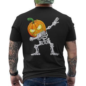 Dabbing Skeleton Scary Pumpkin Jack O Lantern Halloween Boys Mens Back Print T-shirt - Thegiftio UK