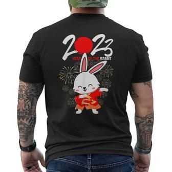Dabbing Year Of The Rabbit Happy Chinese New Year 2023 Men's T-shirt Back Print - Monsterry