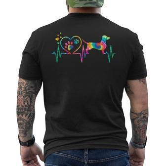 Dachshund Doxie Weenie Mom Dad Heartbeat Tie Dye Dog Men's T-shirt Back Print | Mazezy
