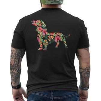 Dachshund Flower Dog Silhouette Floral Men's T-shirt Back Print | Mazezy