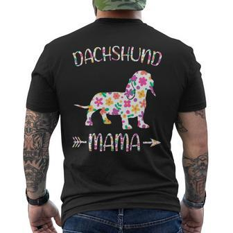 Dachshund Mama Floral Dog Mom Men's T-shirt Back Print | Mazezy