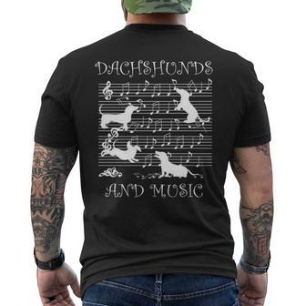 Dachshund Music Notes Musician Clef Piano Men's T-shirt Back Print | Mazezy CA