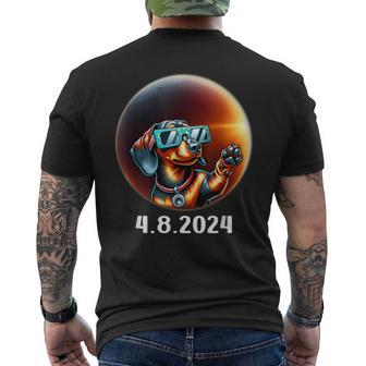 Dachshund Selfie With Solar 2024 Eclipse Wearing Glasses Men's T-shirt Back Print - Thegiftio UK