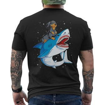 Dachshund Shark Kids Boys Men Space Galaxy Jawsome Men's T-shirt Back Print | Mazezy