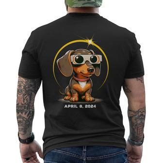 Dachshund Solar Eclipse Glasses 2024 Doxie Lover Men's T-shirt Back Print - Seseable