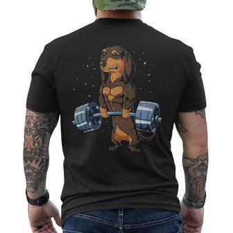 Dachshund Weightlifting Deadlift Men Fitness Gym Workout Men's T-shirt Back Print | Mazezy CA