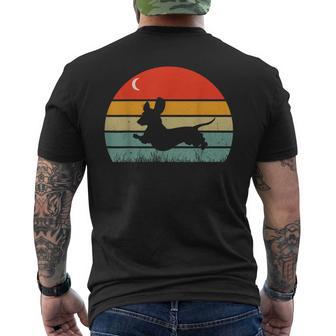 Dachshund Wiener Dog Sunset Retro Vintage Dog Lovers Men's T-shirt Back Print - Monsterry