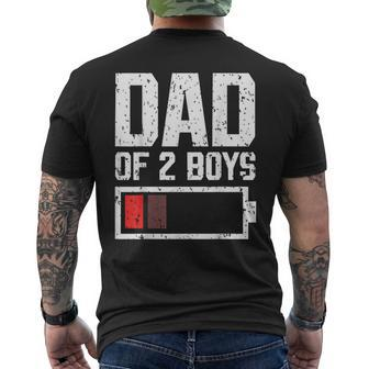 Dad Of 2 Boys Battery Low Daddy Of 2 Boys Father's Day 2024 Men's T-shirt Back Print - Seseable