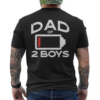 Dad Of 2 Boys Low Battery Fathers Day Daddy Papa Men Men's T-shirt Back Print - Monsterry CA