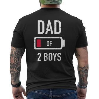 Dad Of 2 Two Boys Low Battery For Father's Day Mens Back Print T-shirt | Mazezy