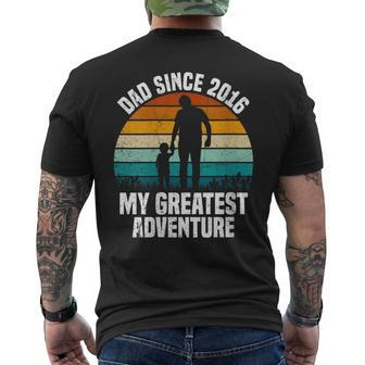 Dad Since 2016 My Greatest Adventure Vintage Father's Day Men's T-shirt Back Print - Thegiftio UK