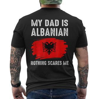 My Dad Is Albanian Albania Pride Flag Heritage Roots Men's T-shirt Back Print - Monsterry