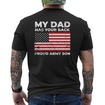My Dad Has Your Back Proud Army Son Military Mens Back Print T-shirt | Mazezy