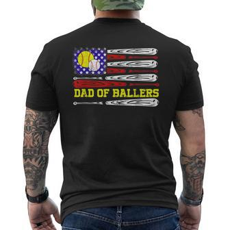 Dad Of Ballers American Flag Baseball Dad Softball Men's T-shirt Back Print - Monsterry