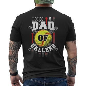Dad Of Ballers Daddy Of Softball Player Fathers Day Men's T-shirt Back Print - Monsterry DE