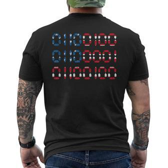 Dad In Binary Code Father's Day Usa Flag 4Th Of July Men's T-shirt Back Print - Monsterry AU