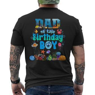 Dad Of The Birthday Boy Aquarium Sea Animals Matching Men's T-shirt Back Print - Thegiftio UK