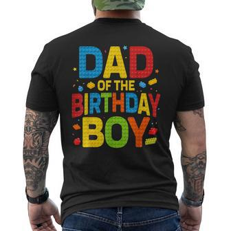Dad Of The Birthday Boy Building Block Birthday Party Men's T-shirt Back Print - Seseable