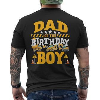 Dad Of The Birthday Boy Excavator Construction Truck Men's T-shirt Back Print - Monsterry