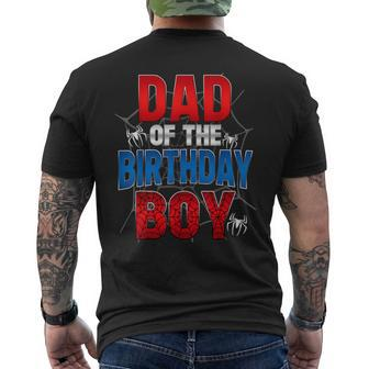 Dad Of The Birthday Boy Matching Family Spider Web Men's T-shirt Back Print - Seseable