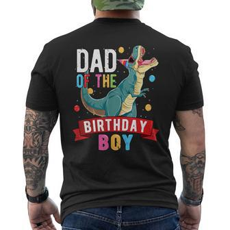 Dad Of The Birthday Boy Matching Trex Birthday Party Men's T-shirt Back Print - Monsterry