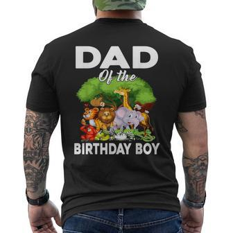 Dad Of The Birthday Boy Safari Zoo Bday Party Celebration Men's T-shirt Back Print - Monsterry