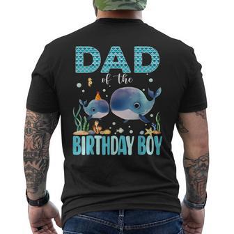 Dad Of The Birthday Boy Whale Shark Sea Fish Ocean Whale Men's T-shirt Back Print - Monsterry AU