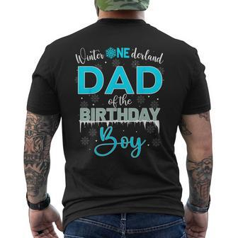 Dad Of The Birthday Boy Winter Onederland Family Men's T-shirt Back Print - Thegiftio UK