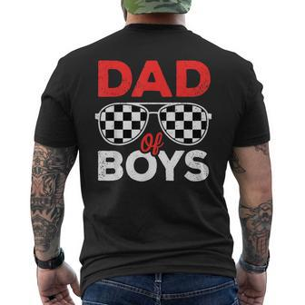 Dad Of Boys Fathers Day Birthday Retro Checkered Racing Dad Men's T-shirt Back Print - Thegiftio UK