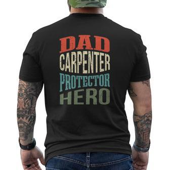 Dad Carpenter Protector Hero Father Profession Superhero Mens Back Print T-shirt | Mazezy CA