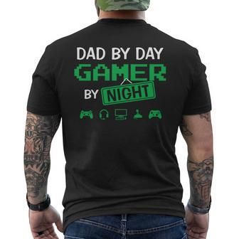 Dad By Day Gamer By Night Fathers Day Gamer Dad Men's T-shirt Back Print - Monsterry UK