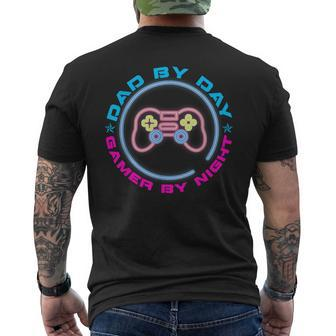 Dad By Day Gamer By Night Video Games Father's Day Men's T-shirt Back Print - Thegiftio UK