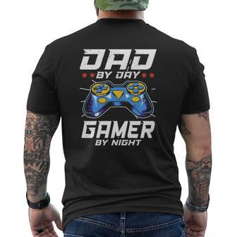 Dad By Day Gamer By Night Video Games Player Daddy Mens Back Print T-shirt | Mazezy AU