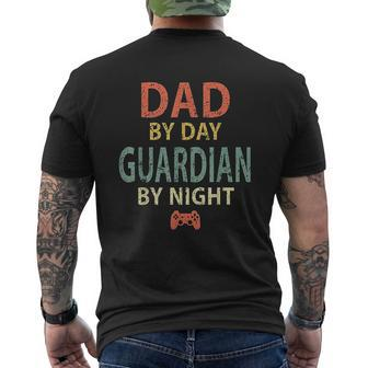 Dad By Day Guardian By Night Gaming Mens Back Print T-shirt | Mazezy