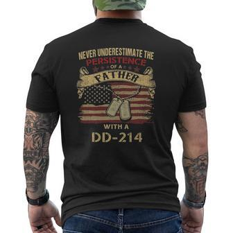 Dad Dd-214 Military Veteran Us Flag Mens Back Print T-shirt | Mazezy
